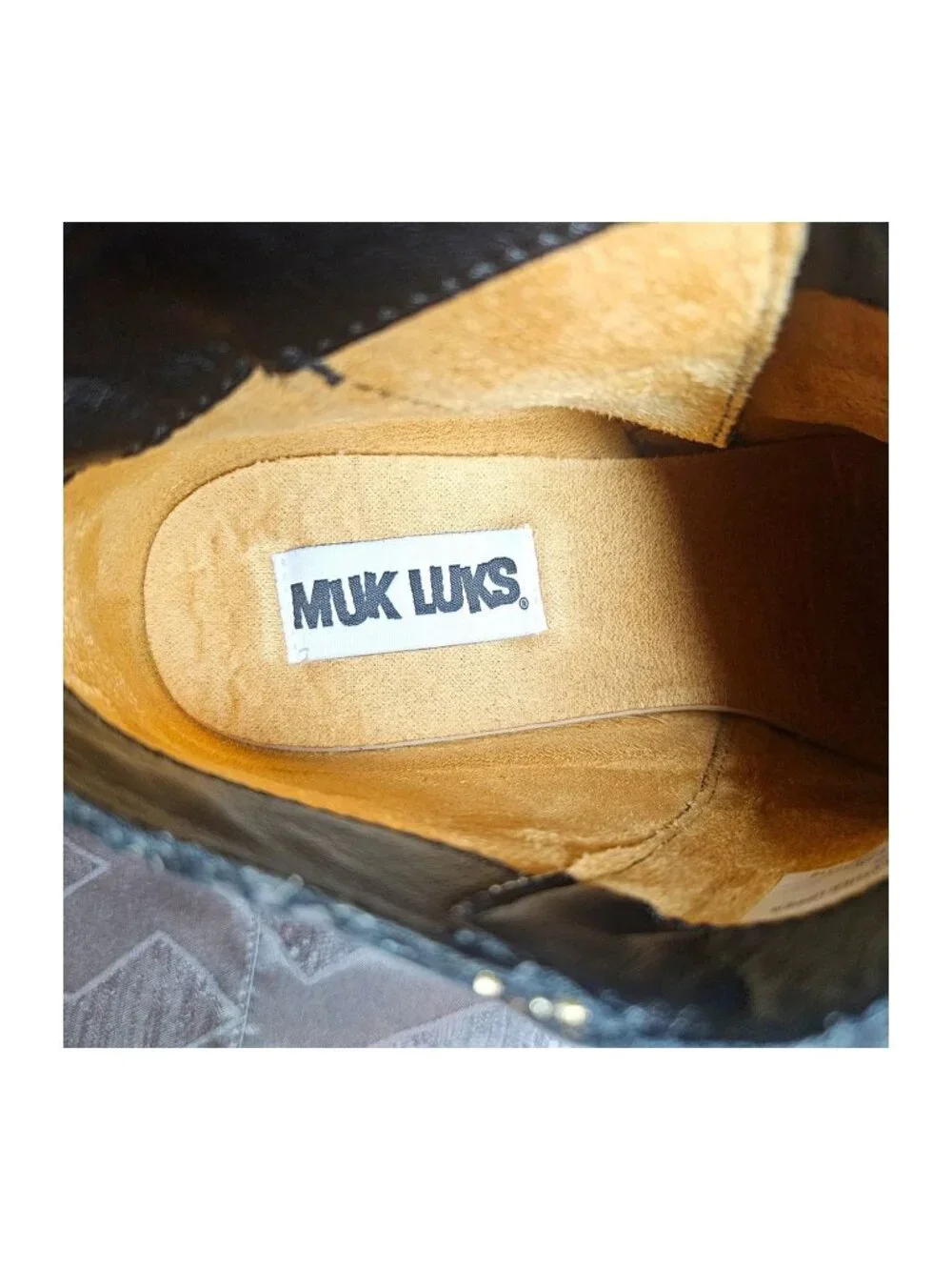 MUK LUKS Yellowstone Yardley 10W Black Snake Ankle Boots Block Heel